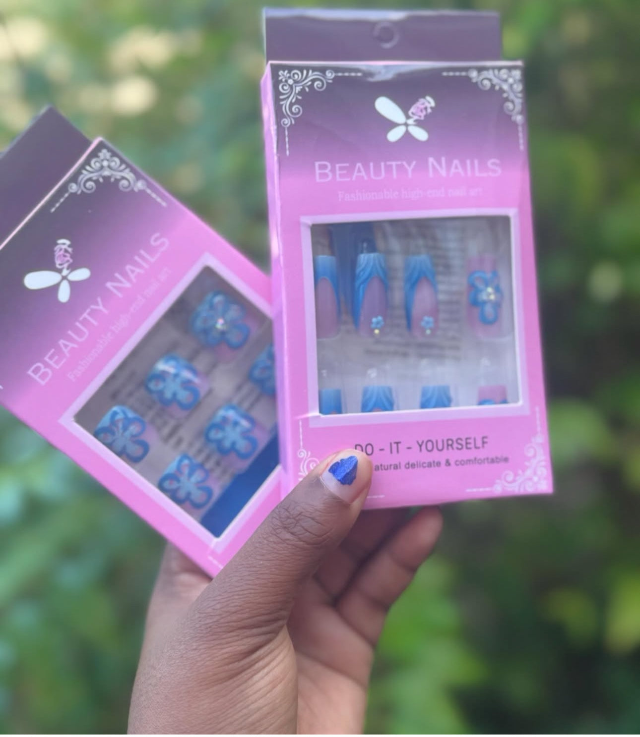 Medium Square Floral Nails & Toenails Set