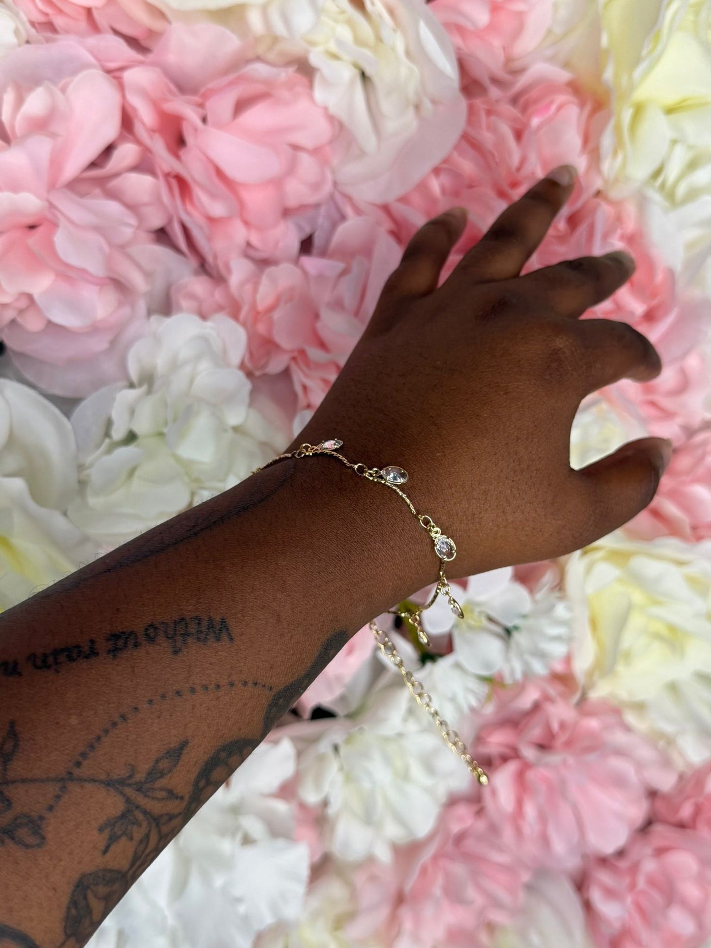 Gold Plated Brass Vine Crystal Bracelet