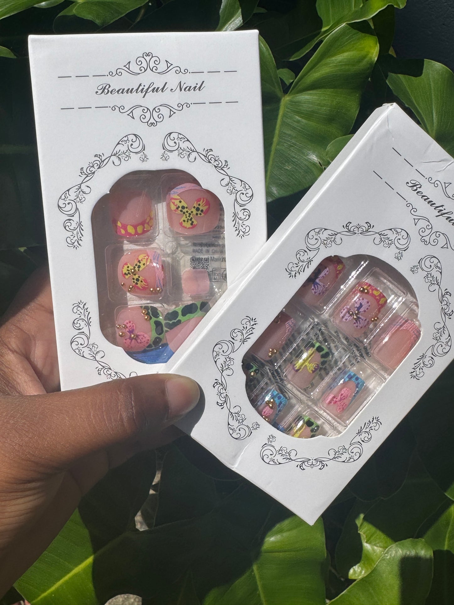 Colorful Flower Nails & Toenails Set