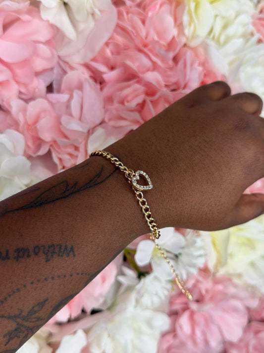 Gold Heart Chain Bracelet