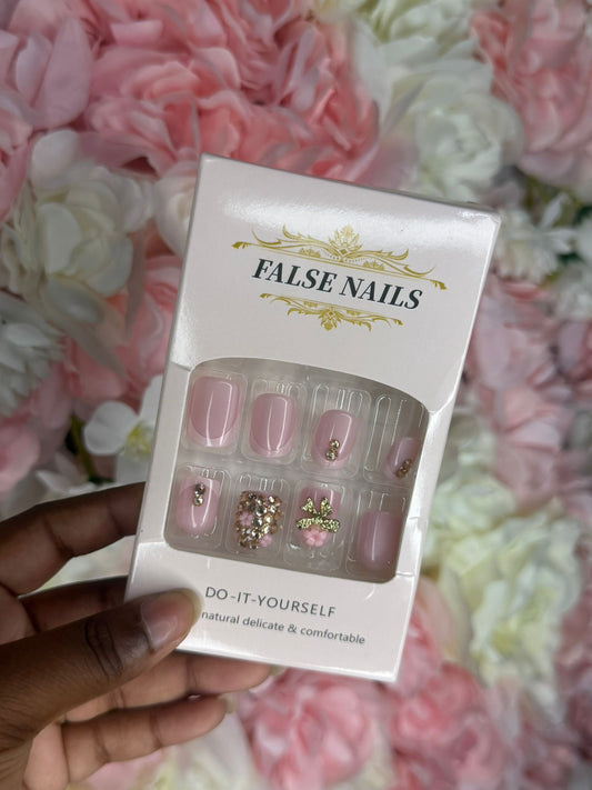 French Glitter Butterfly Nails & Toenails Set